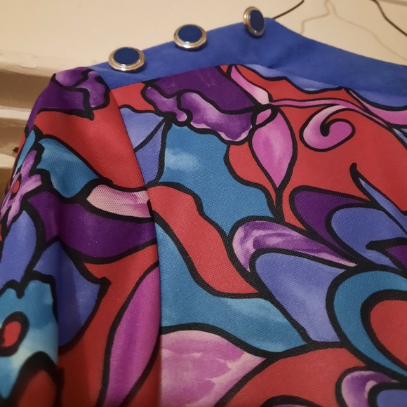 Vintage 80's psychedelic peplum blouse & skirt set - Picture 10 of 14